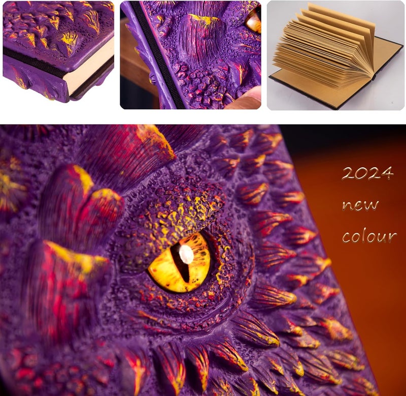LZlightactor 3D Dragon Eye Embossed Journal,Resin Engraving Notebook,Dnd notebook for Dragon Lovers ，Blank Paper,Hardcover Travel Notepad for Writing,Sketchbook,Collection,Gift,Decoration A4 and A5 Size - Image 3